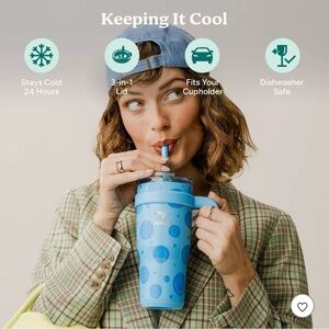 Smiley Face 24oz Cold 1 Vacuum Insulated Stainless Steel StrawTumbler